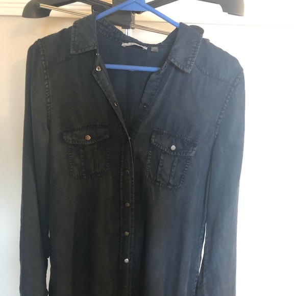 EUC Dex dark blue chambray shirt dress - Picture 8 of 9